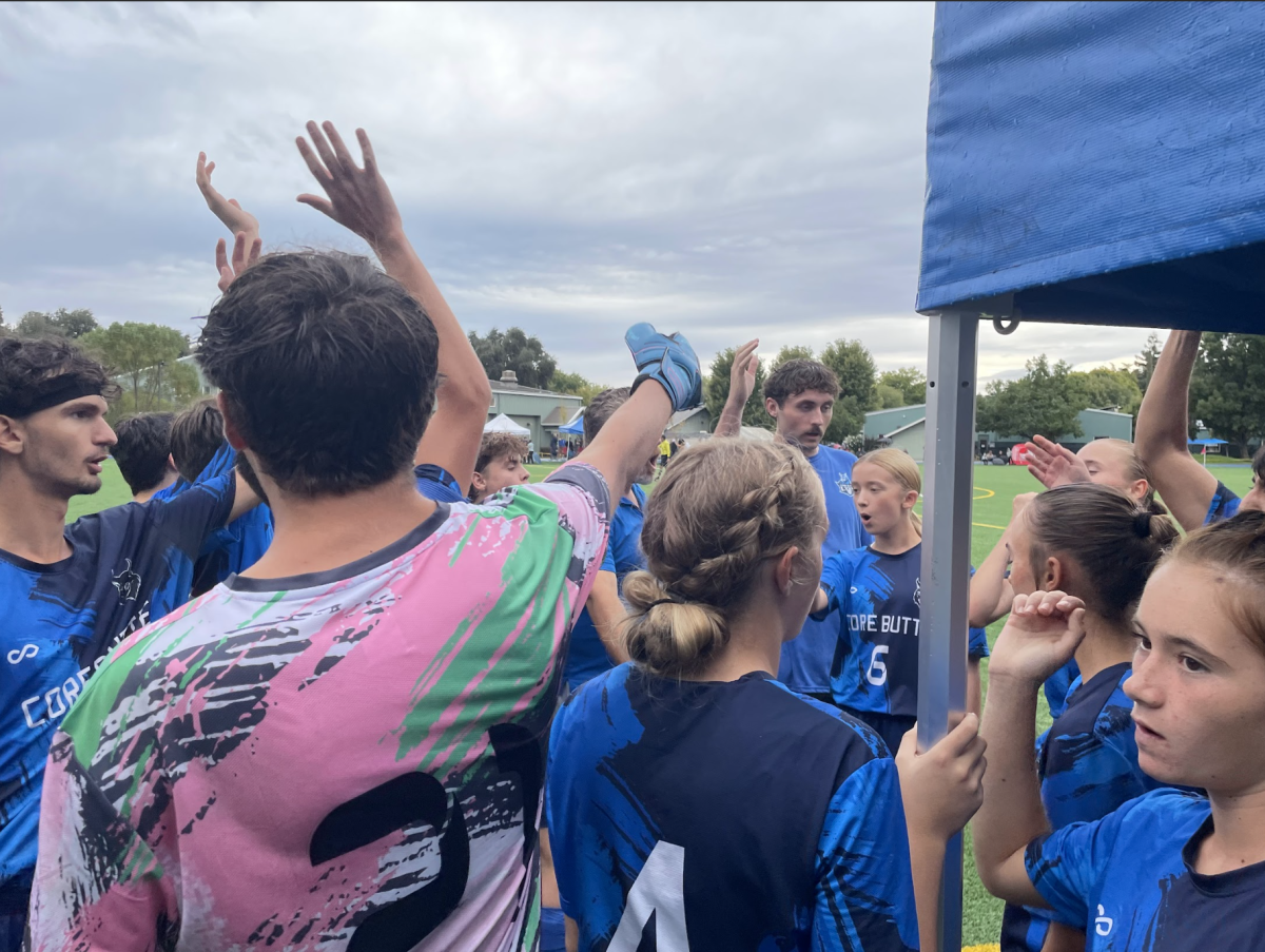 The team chanting before second half.
